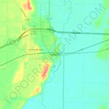Vandalia topographic map, elevation, terrain