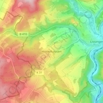 Hinterhausen topographic map, elevation, terrain