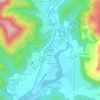 Le Ruffas topographic map, elevation, terrain
