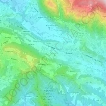 Perego topographic map, elevation, terrain