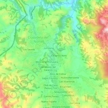 Las Palmeras topographic map, elevation, terrain