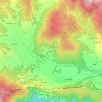 Quintã topographic map, elevation, terrain