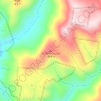 Wolf Mountain topographic map, elevation, terrain