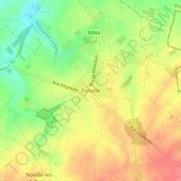 Forville topographic map, elevation, terrain