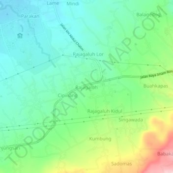 Rajagaluh topographic map, elevation, terrain