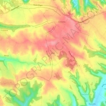 Caux topographic map, elevation, terrain