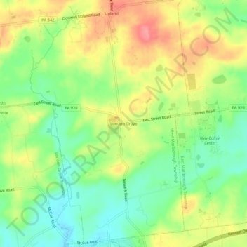 London Grove topographic map, elevation, terrain
