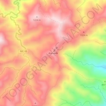 Arenales topographic map, elevation, terrain