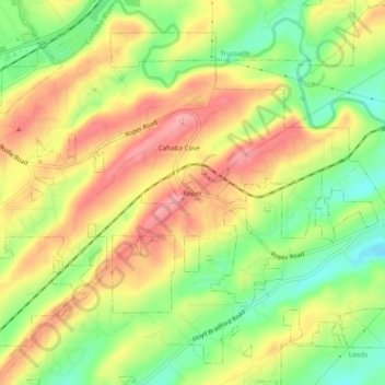 Roper topographic map, elevation, terrain
