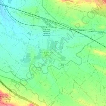 Puigverd de Lleida topographic map, elevation, terrain