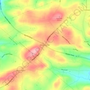 Breezy Corner topographic map, elevation, terrain