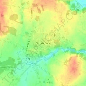 Christiansfeld topographic map, elevation, terrain