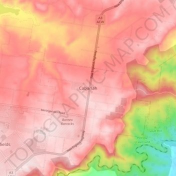 Cabarlah topographic map, elevation, terrain