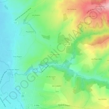 Les Charpins topographic map, elevation, terrain