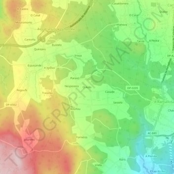 O Aido topographic map, elevation, terrain