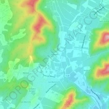 Montbel topographic map, elevation, terrain