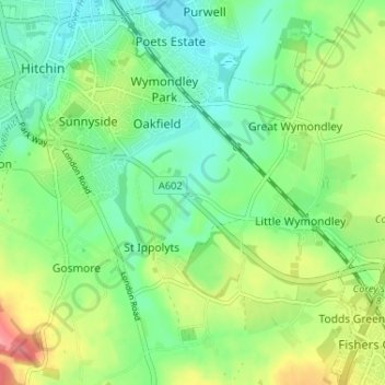 Ashbrook topographic map, elevation, terrain