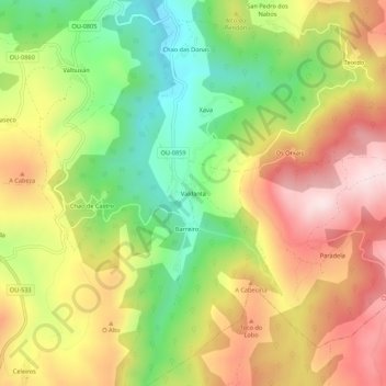 Valdanta topographic map, elevation, terrain
