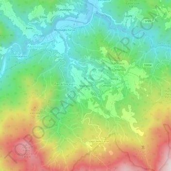Magnasco topographic map, elevation, terrain