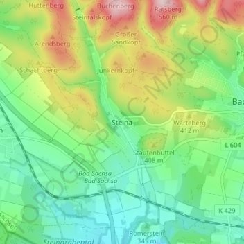 Steina topographic map, elevation, terrain