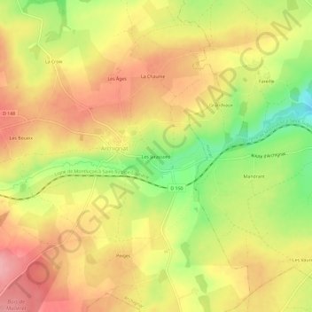 Les Jarassons topographic map, elevation, terrain