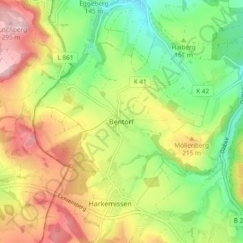 Bentorf topographic map, elevation, terrain