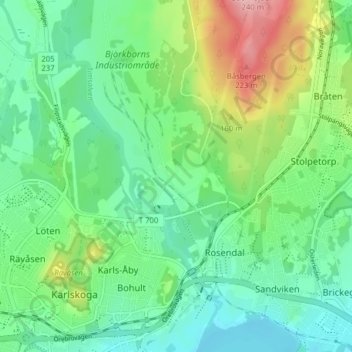 Björkborn topographic map, elevation, terrain