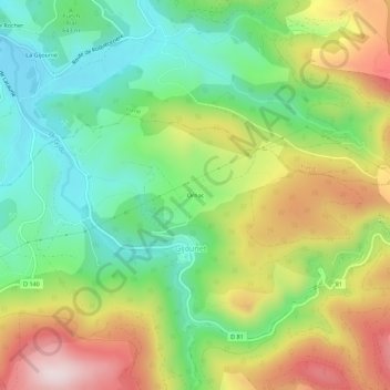 Ornac topographic map, elevation, terrain