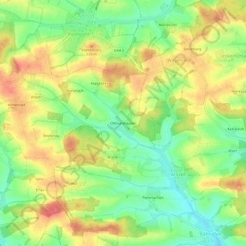 Ottmarshausen topographic map, elevation, terrain