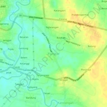 Pangkur topographic map, elevation, terrain