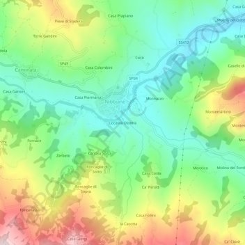 Località Osteria topographic map, elevation, terrain