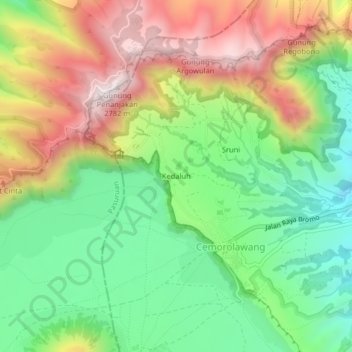 Kedaluh topographic map, elevation, terrain