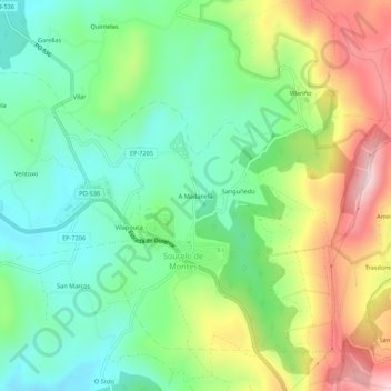 A Madanela topographic map, elevation, terrain