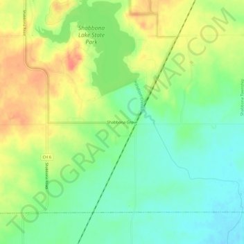 Shabbona Grove topographic map, elevation, terrain