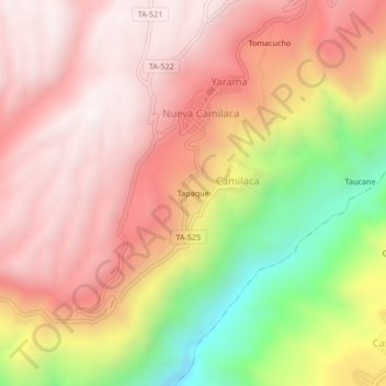 Tapaque topographic map, elevation, terrain