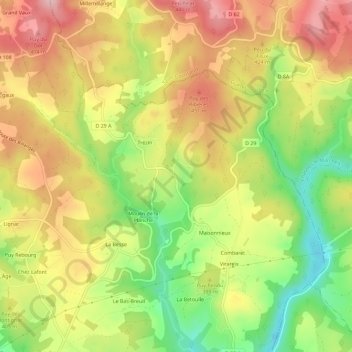 La Nouaille topographic map, elevation, terrain