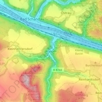 Krippen topographic map, elevation, terrain