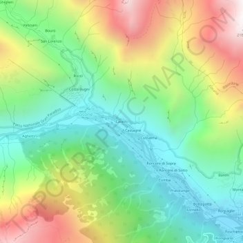 Casetti topographic map, elevation, terrain