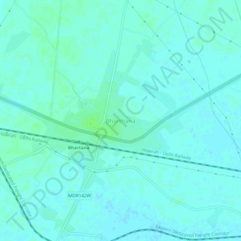 Bharthana topographic map, elevation, terrain