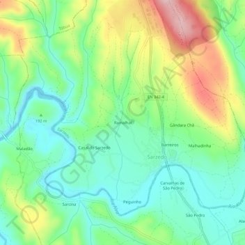 Ramalhal topographic map, elevation, terrain