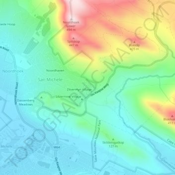 Noordhoek Manor topographic map, elevation, terrain