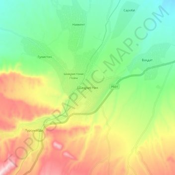 Shahristan topographic map, elevation, terrain