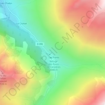 Lauzière topographic map, elevation, terrain