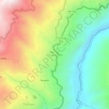Cruzpampa topographic map, elevation, terrain