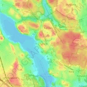 Sjöberg topographic map, elevation, terrain