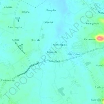 Ganakete topographic map, elevation, terrain
