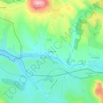 Les Maltres topographic map, elevation, terrain