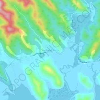 Santa Monica topographic map, elevation, terrain