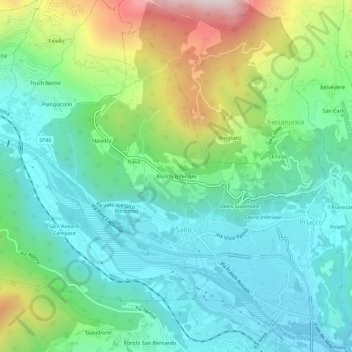 Ronchi Inferiore topographic map, elevation, terrain