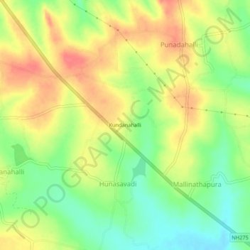 Kundanahalli topographic map, elevation, terrain